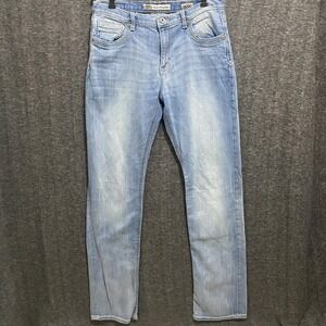BKE Tyler Straight Jeans Mens 34XXL 34x38 Blue Light Wash Stretch Denim‎ Buckle